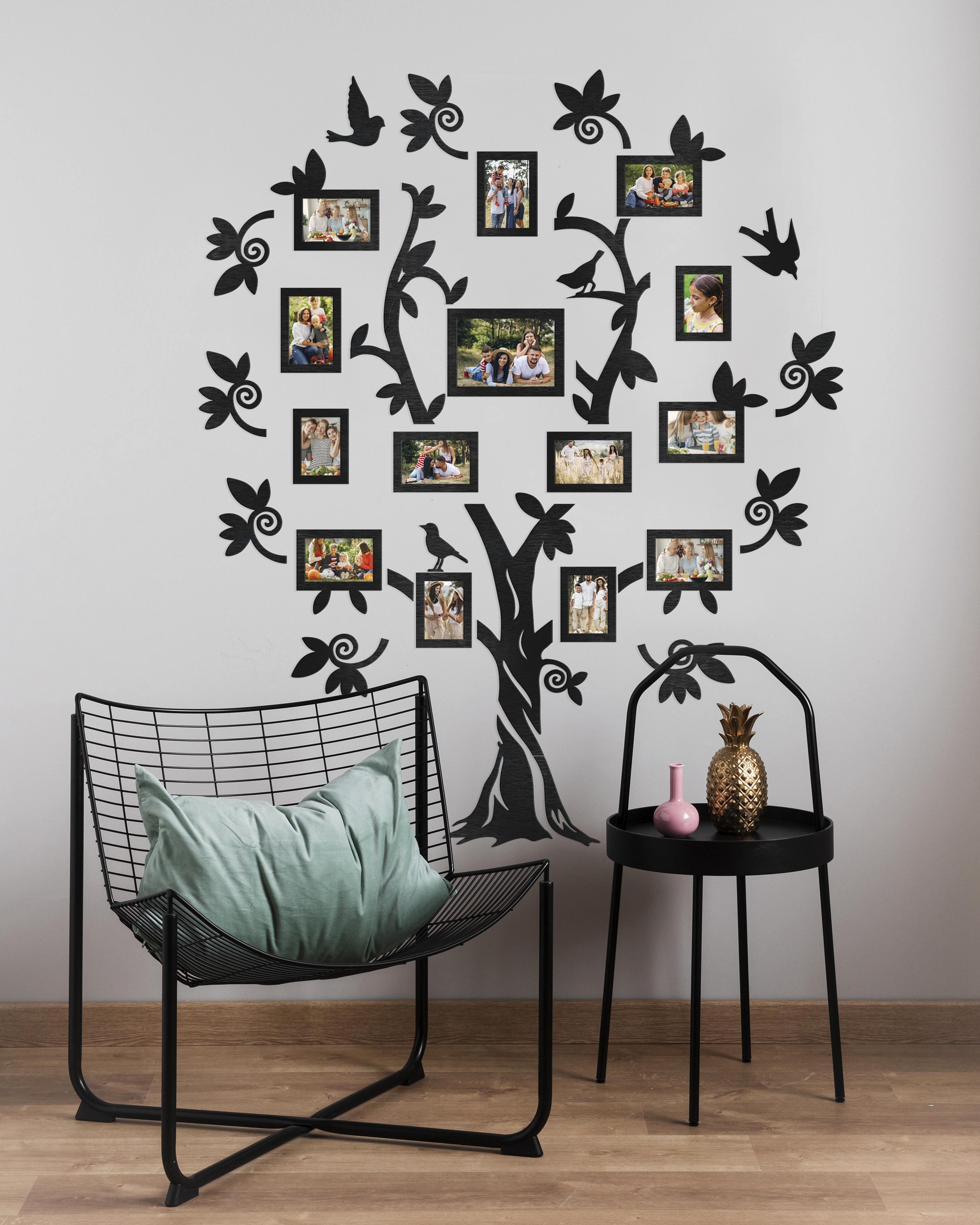 Big Wooden Family Tree With Frames Large Family Tree Wall Etsy