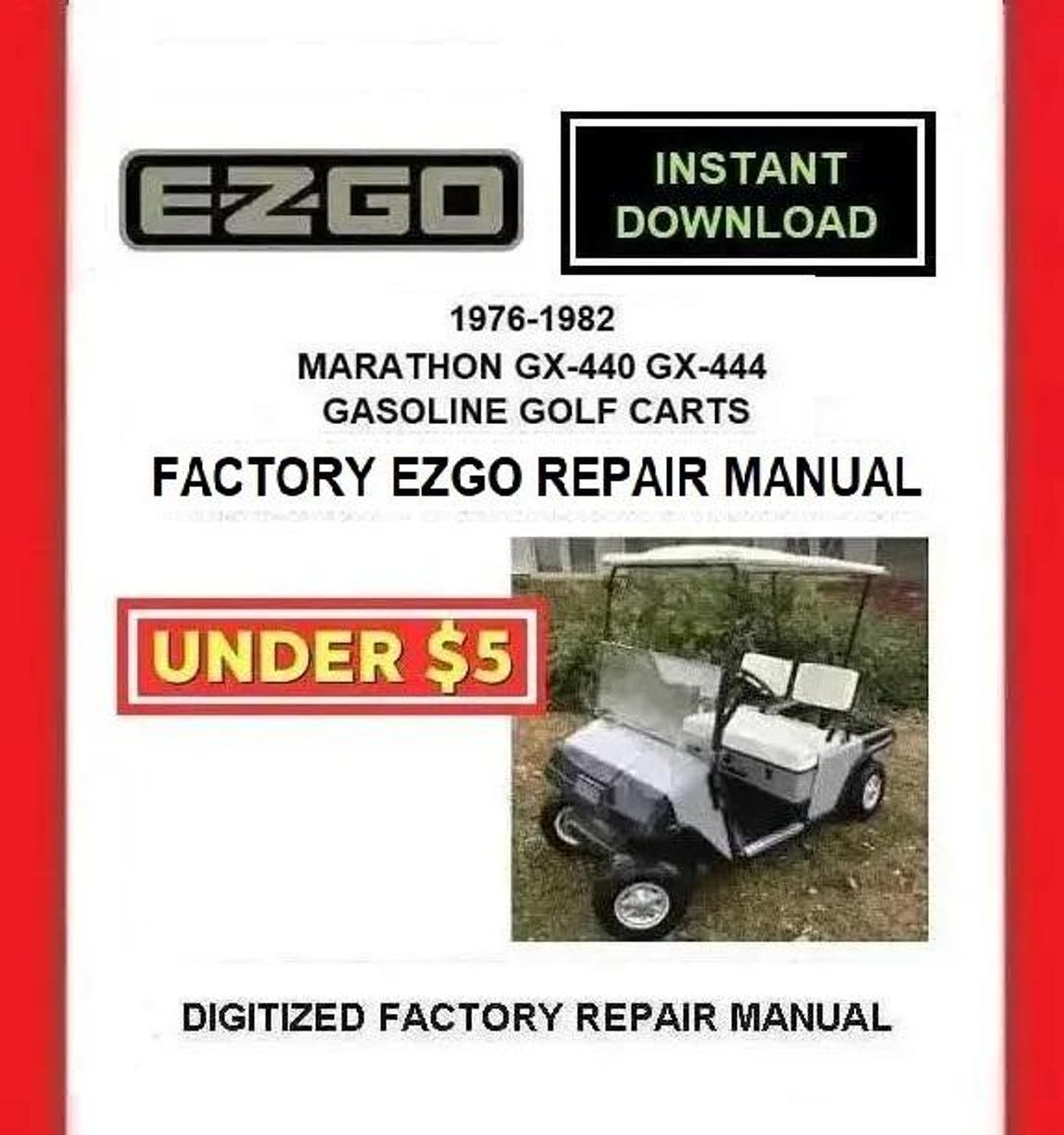 1980 EZGO GX-440 GX-444 Marathon Gas Golf Cart Service Repair
