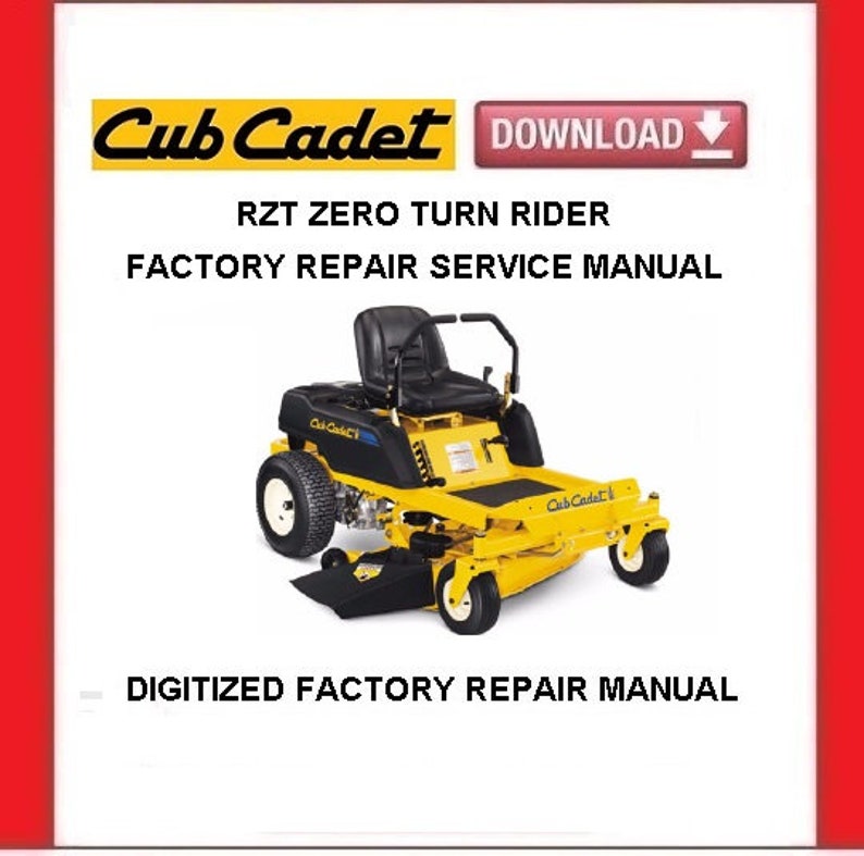 Cub Cadet RZT ZERO TURN Rider Service Repair Manual Pdf Download Etsy