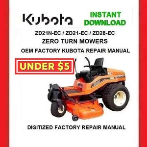 Kubota ZD21N-EC ZD21-EC ZD28-EC Zero Turn Mowers Workshop Service Repair Manual pdf Download