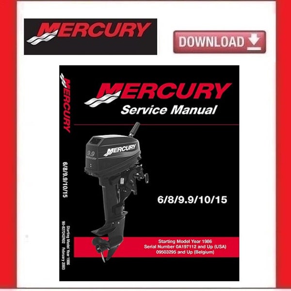 MERCURY Mariner 6hp 8hp 9,9hp 10hp 15hp 2-Takt Service-Handbuch als PDF-Download