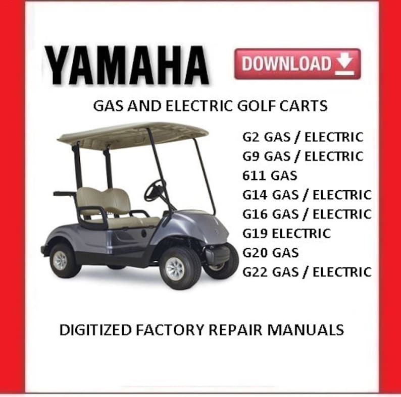 YAMAHA G2 TO G22 Golf Carts 7 Service Repair Manuals Pdf Download Etsy