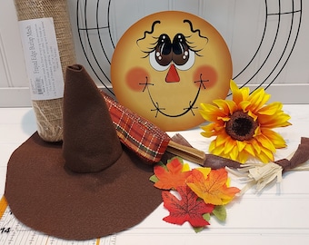 DIY Scarecrow Wreath, DIY Wreath Kit, Front Door Wreath Kit, Scarecrow Wreath, Sunflower DIY Kit, Craft Kit, Everyday Wreath, Fall Wreath