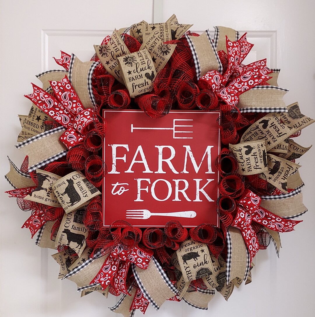 Farm to Fork Wreath Everyday Farm Wreath Farm House Wreath Etsy