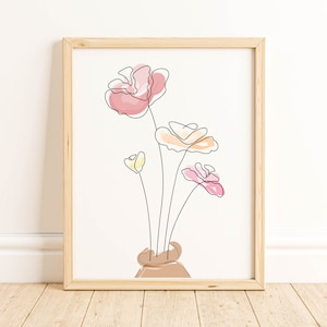 Impresión artística minimalista con motivos florales