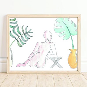 Plant Lady - Watercolor and Line Art Print