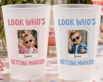 Personalized Wedding Stadium Cup, Custom Photo Frosted Cup, Look Who's Getting Married Cup, Bachelorette Party, Engagement Gift