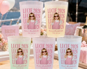 Custom Photo Bachelorette Frosted Cup, Personalized Bridal Party Favor, Bach Club Cup, Bride Squad Party Cups, Custom Face Bachelorette Gift