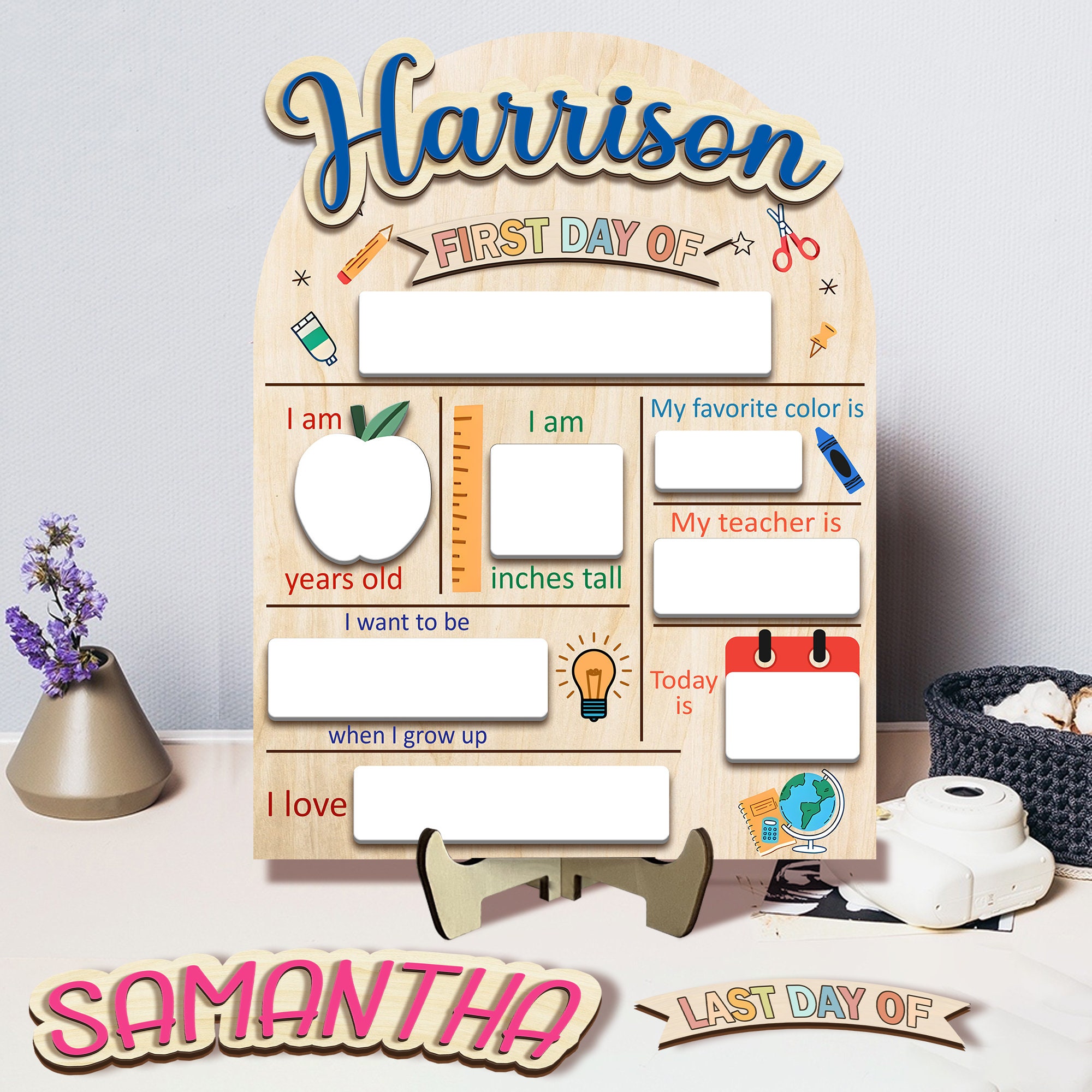 Custom First Day Of School Sign, Last Day of School Sign, Custom Name Sign, Preschool Back To School Dry Erase Sign, 1st Day of School Board