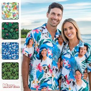 Customized Photo Hawaiian Shirt,Custom Hawaii Shirt with Face,Personalized Hawaiian Shirt,Beach Shirt,Custom Couple Shirt,unisex shirt gift