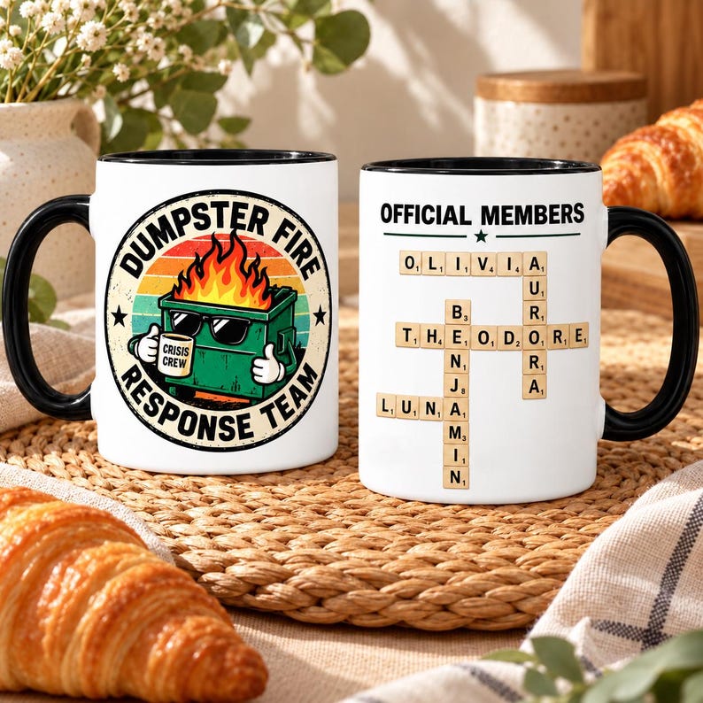 Scrabble Problem Personalized Dumpster Fire Response Team Mug, Custom Scrabble Name ...