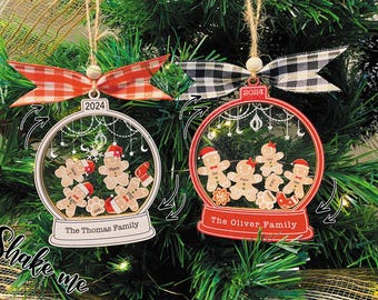 Personalized Gingerbread Family Ornament, 4D Shake Customized Cookie Gingerbread Family Ornament Gift, Custom Family Christmas Ornament 2026