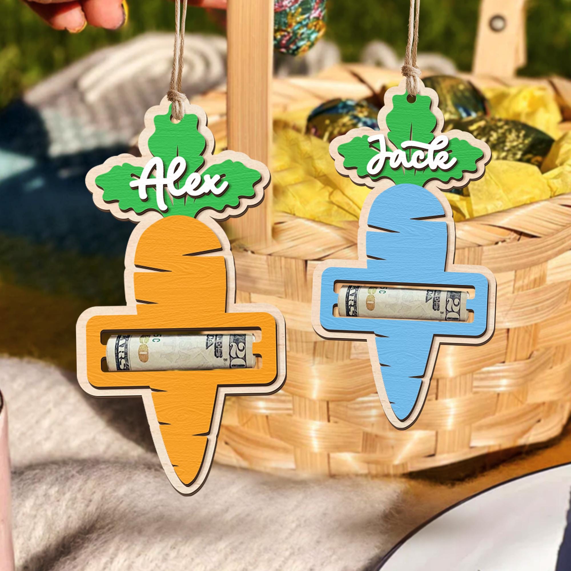 Personalized Carrot Money Holder, Custom Name Easter Cash Holder for Kids