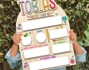 First Day of School Sign, Last Day of School Sign, Kindergarten Rainbow Board, Custom School Board, Back to School Preschool Kids Gift