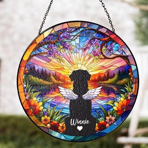 Aangepaste hond gebrandschilderd glas Suncatcher, aangepaste gebrandschilderd glas hond Memorial, verlies van hond cadeau, hond herdenkingscadeau, hond verlies sympathie geschenken