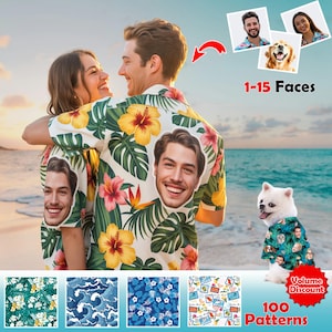 Custom Hawaiian Shirt With Face, Personalized Aloha Hawaiian Shirt, Customize Face for Pet Men Women, Funny Custom Hawaii Beach Party