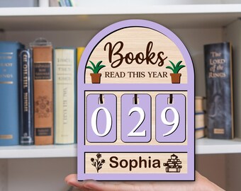 Letrero personalizado para registrar libros leídos, contador de libros leídos este año, rastreador de libros, regalo para amantes de los libros, decoración para amantes de los libros, regalo para lectores y amantes de los libros.