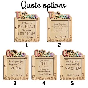 Aangepaste notitiehouder, gepersonaliseerde leraarcadeaus, leraar waardering cadeau, eindejaarscadeau, gepersonaliseerd cadeau leraar naam afbeelding 2