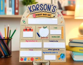 Letrero personalizado para el primer y último día de clases, letrero reutilizable para la vuelta al cole, pizarra con nombre personalizado para la vuelta al cole, accesorio fotográfico para el primer día de clases.