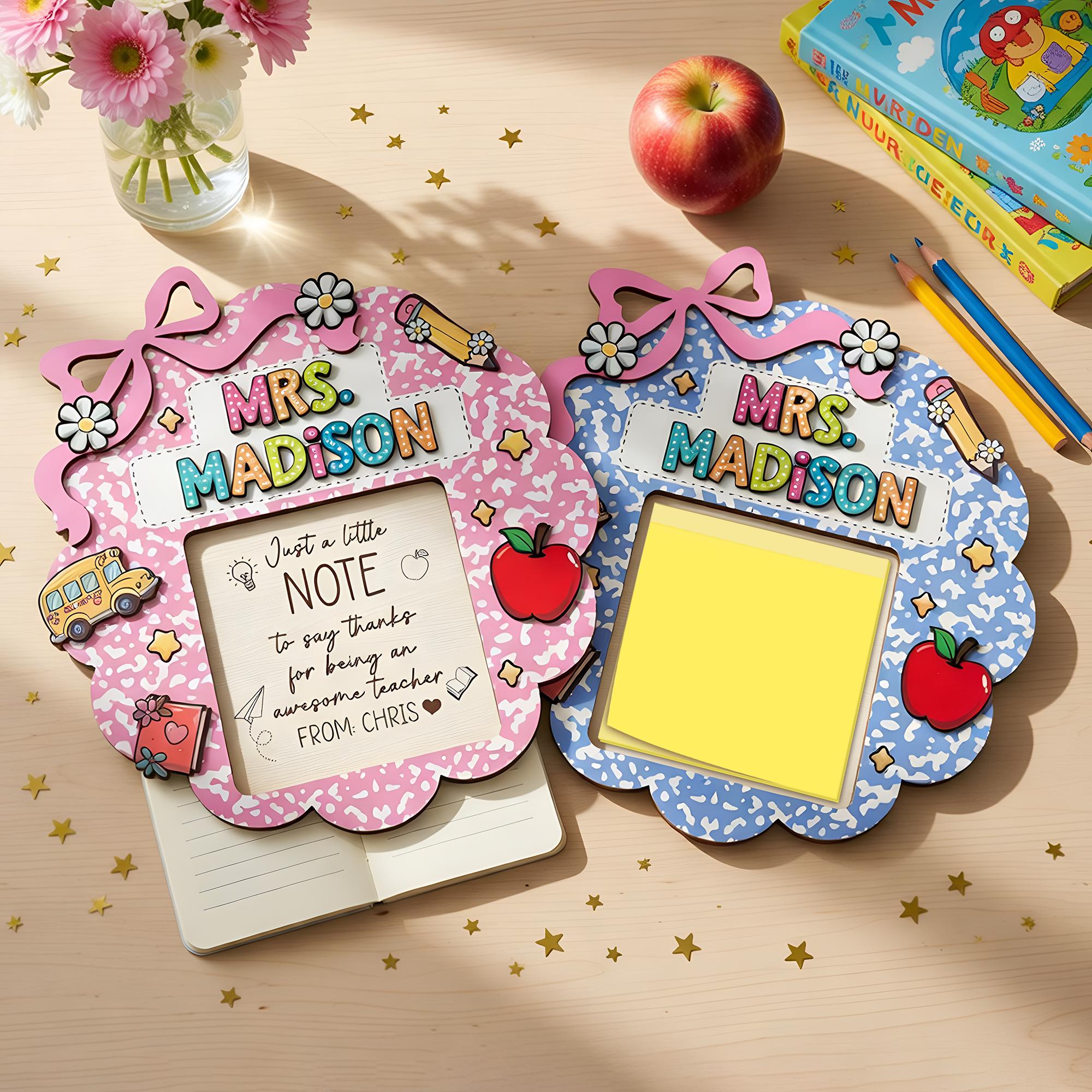 Personalized Teacher Sticky Note Pad Holder: Teacher Gift, Student Gift ...