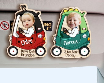 Personalized Drive Safe Daddy Visor Clip Gift, Custom Photo Frame Car Visor Clip, Car Visor Clip For Dad, Custom Fathers Day Gift, Dad Gifts