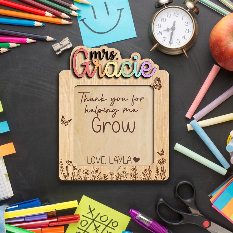 Aangepaste notitiehouder, gepersonaliseerde leraarcadeaus, leraar waardering cadeau, eindejaarscadeau, gepersonaliseerd cadeau leraar naam afbeelding 3