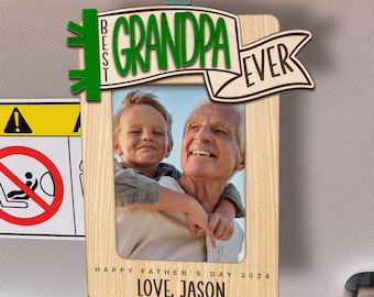 Fars dag-present med fotomagnet för kylskåp, personlig fotoramspresent, present till pappa, anpassad fotoklämma för bilvisir, fars dag-klämma för visir,