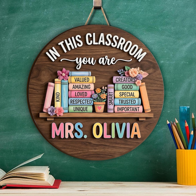 Custom 3D Teacher Gift Door Hanger, Teacher Name Sign, Classroom Door ...
