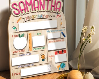Custom First Day Of School Sign, Last Day of School Sign, Custom Name Sign, Preschool Back To School Dry Erase Sign, 1st Day of School Board