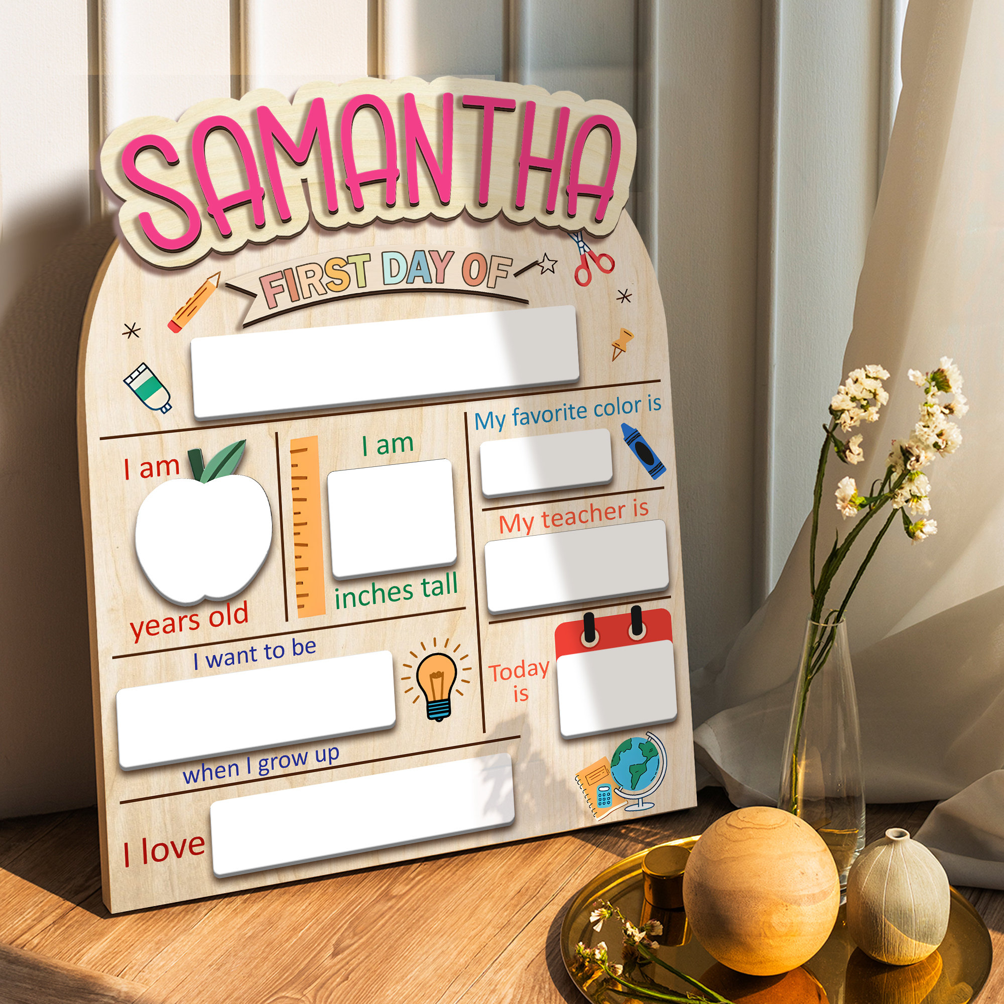 Custom First Day Of School Sign, Last Day of School Sign, Custom Name Sign, Preschool Back To School Dry Erase Sign, 1st Day of School Board