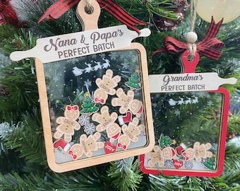Lot de boules de Noël pour grand-mère et grand-père, décoration de Noël pour la famille en pain d'épice, lot parfait pour grand-mère, cadeau pour grand-mère, maman