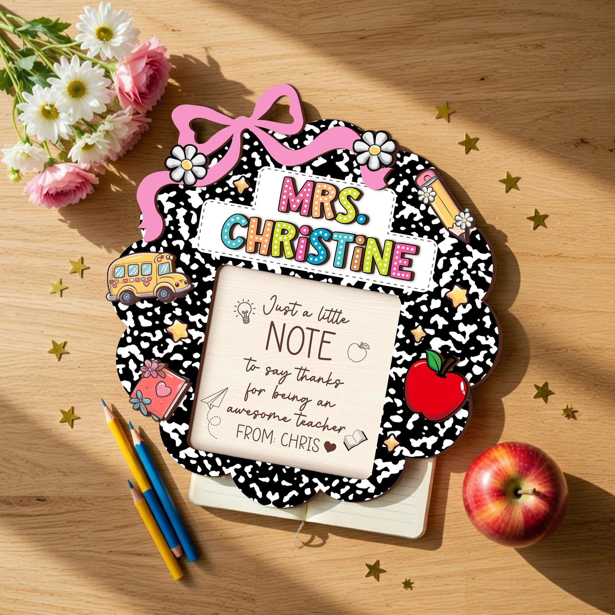 Personalized Teacher Sticky Note Pad Holder: Teacher Gift, Student Gift ...