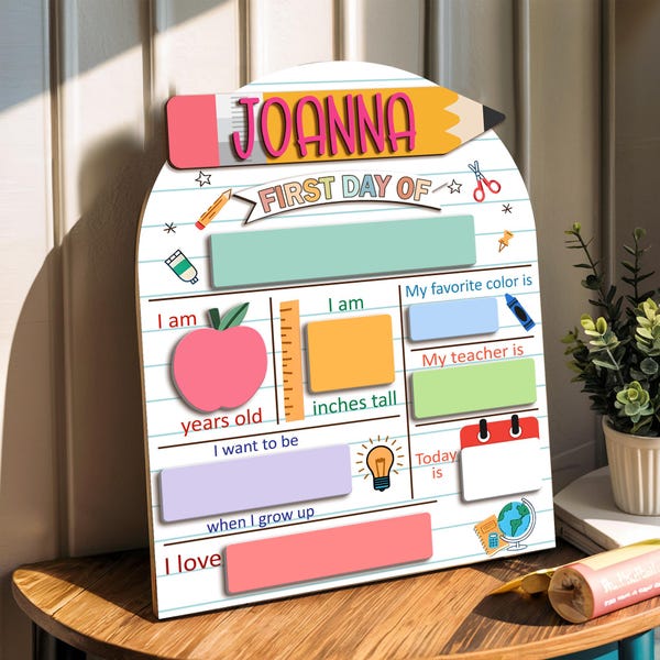 Customized First and Last Day Of School Sign, Custom Name Back To School Board, Custom 1st Day Of School Board, Reusable Back To School Sign