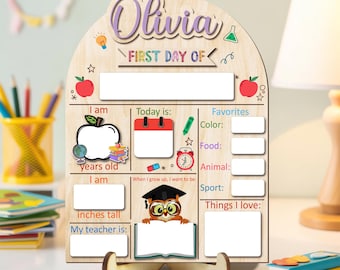 Custom Name Back To School Board, Custom First Day Last Day Of School Sign, 1st Day of School Board, Reusable Back To School Dry Erase Sign