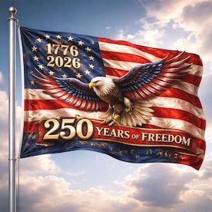 American Flag 1776-2026 Banner, Patriotic Eagle Flag Decor, 250 Years of Freedom USA Outdoor Flag