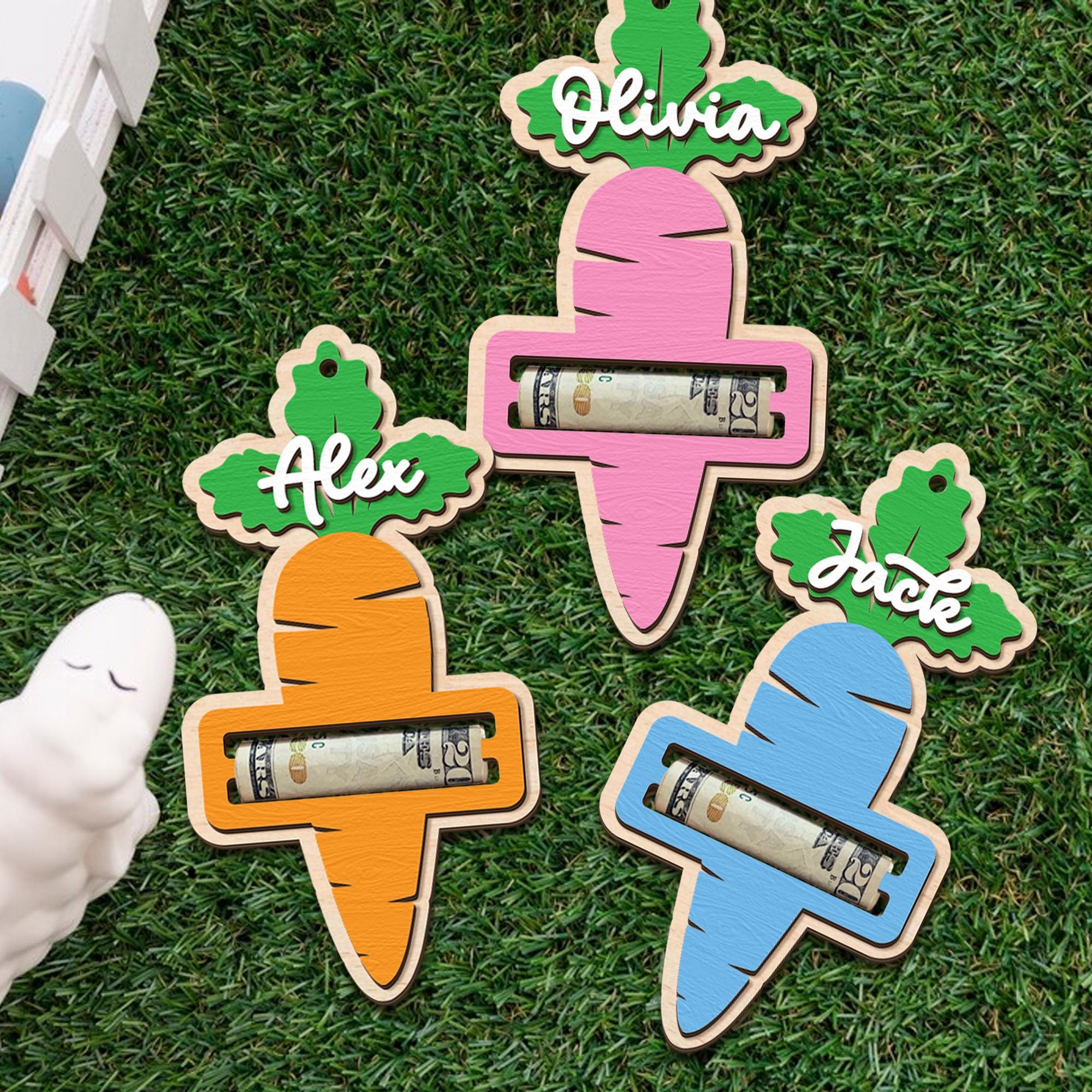 Personalized Carrot Money Holder, Custom Name Easter Cash Holder for Kids