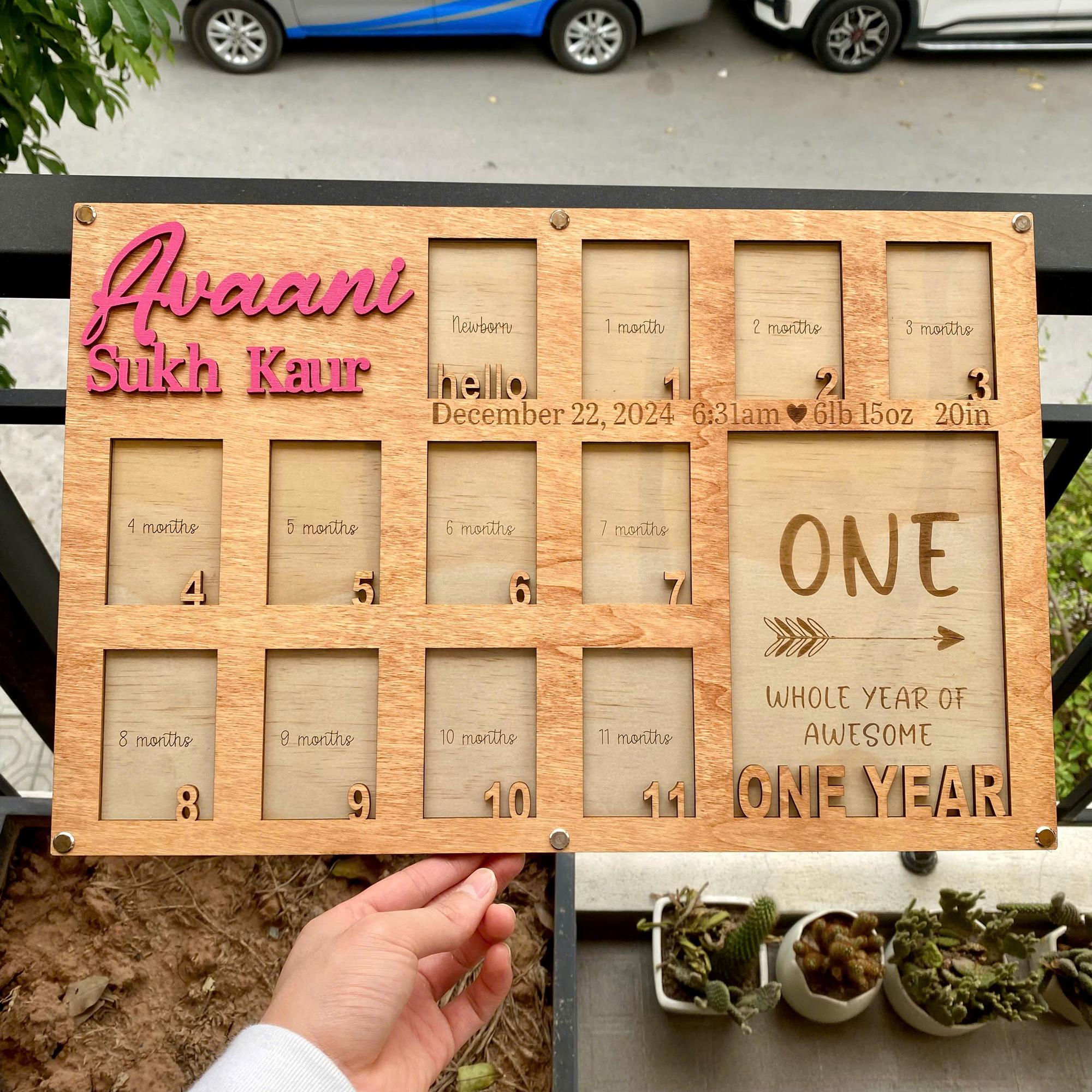 Personalized Baby First Year Picture Frame, Custom Baby Photo Frame ...