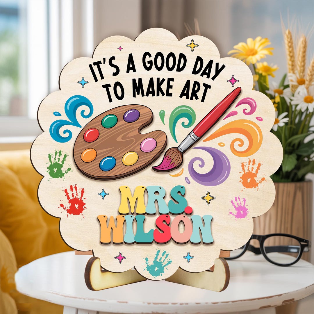 Personalized Art Teacher Door Hanger, Teacher Name Sign Plate, Teacher ...