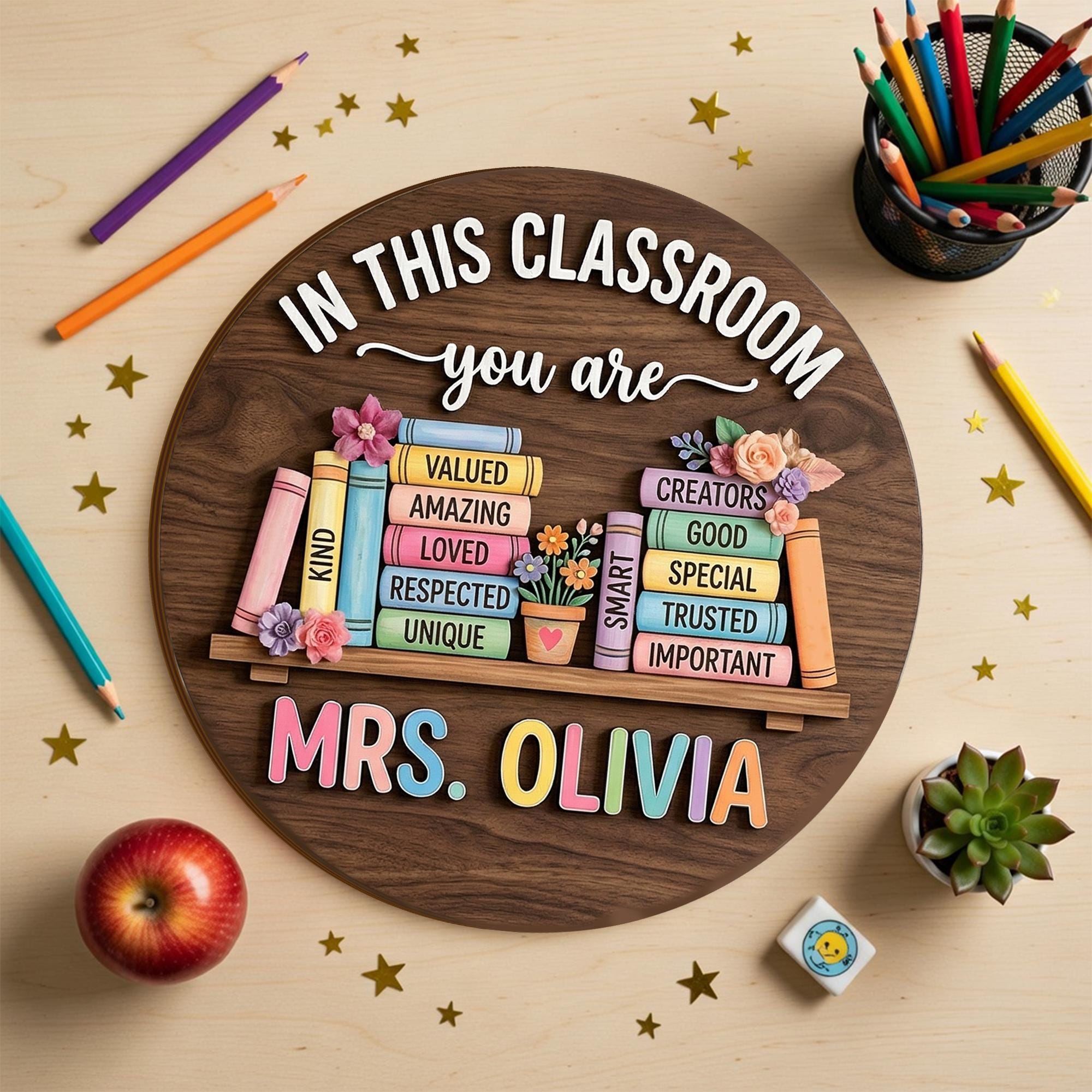 Custom 3D Teacher Gift Door Hanger, Teacher Name Sign, Classroom Door ...