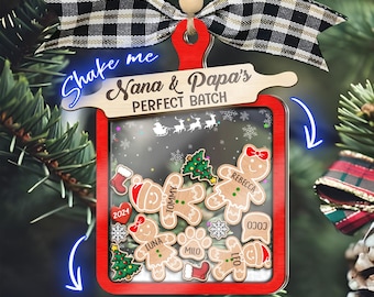 4D Shaker Grandma & Grandpa's Perfect Batch, Custom Gingerbread Family Christmas Ornament, Grandma's Perfect Batch,Family Christmas Keepsake