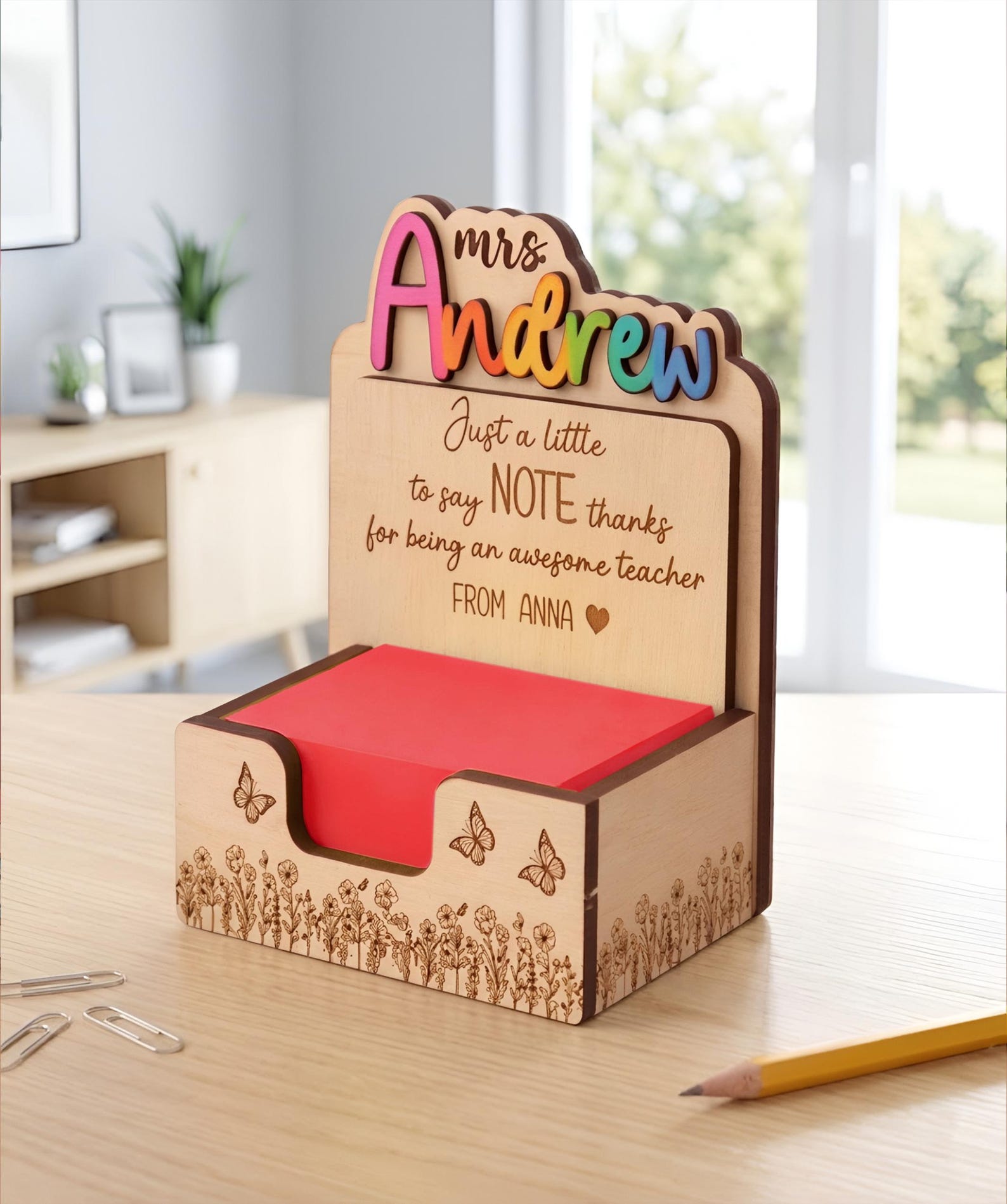 Personalized Teacher Sticky Note Holder: Gift for Teacher, Teacher Name ...