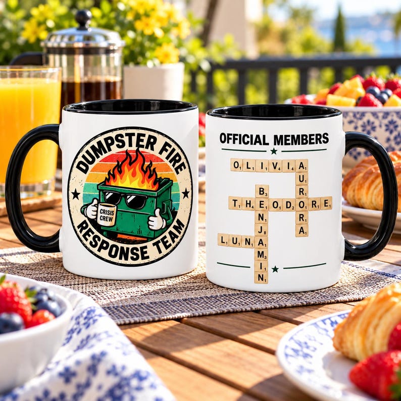 Scrabble Problem Personalized Dumpster Fire Response Team Mug, Custom Scrabble Name ...