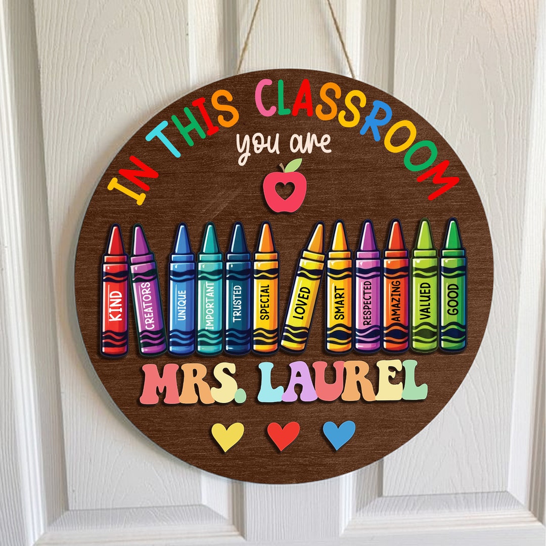 Personalized Teacher Door Hanger, Custom Teacher Name Sign, Back to ...