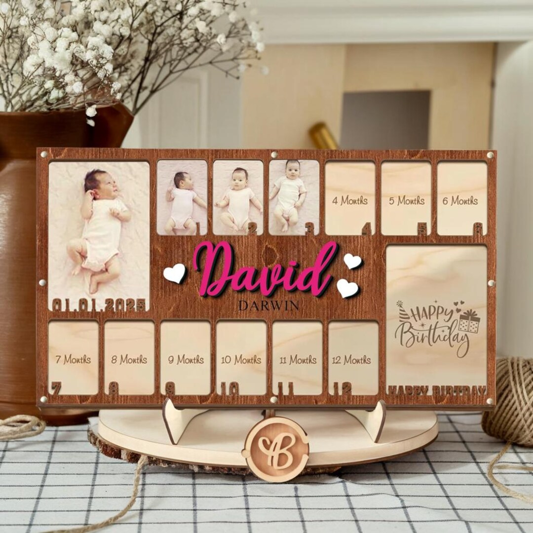 Personalized Baby First Year Picture Frame, Custom Baby Photo Frame ...