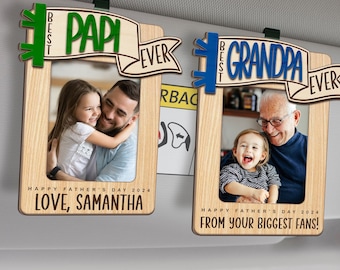 Custom Fridge Photo Magnet, Car Photo Visor Clip Father's Day Gift, Fathers Day Visor Clip, Personalized Picture Frame Gift, Gift for Dad
