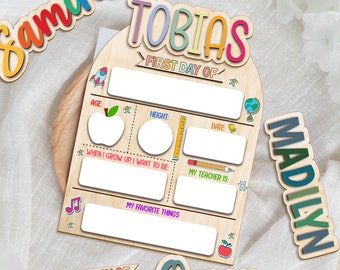 Cartello "Primo giorno di scuola", "Ultimo giorno di scuola", lavagna per l'asilo nido, lavagna scolastica in legno, regalo per studenti, ritorno a scuola