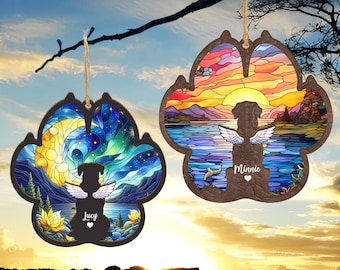 Presente personalizado de condolências pela perda de um cão, apanhador de sol personalizado em memória de um cão, presente em memória de um animal de estimação, presente para perda de um cão, presente para lembrança de um cão, presente para amantes de cães