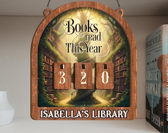 Rastreador de lectura de libros personalizado, contador de libros leídos este año, rastreador de libros, decoración de estantería, sujetalibros, regalo para lectores, amantes de los libros, regalo para amantes de los libros