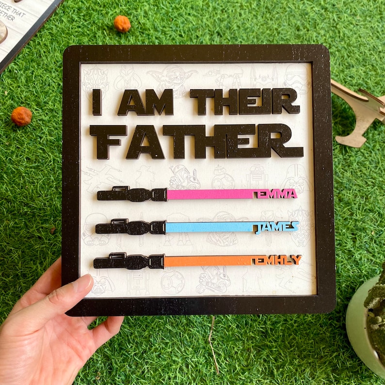 I Am Their Father Sign, Custom Lightsaber Sign, Personalized Gift for Dad, Birthday Gift, Fathers Day Gift, Personalized Gift, Wooden Plaque image 6
