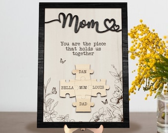 Personalized Mom Puzzle Sign, Mother's Day Gift from Kids Husband, Piece That Holds Us Together Grandma Gift, Customized Puzzle Pieces Sign